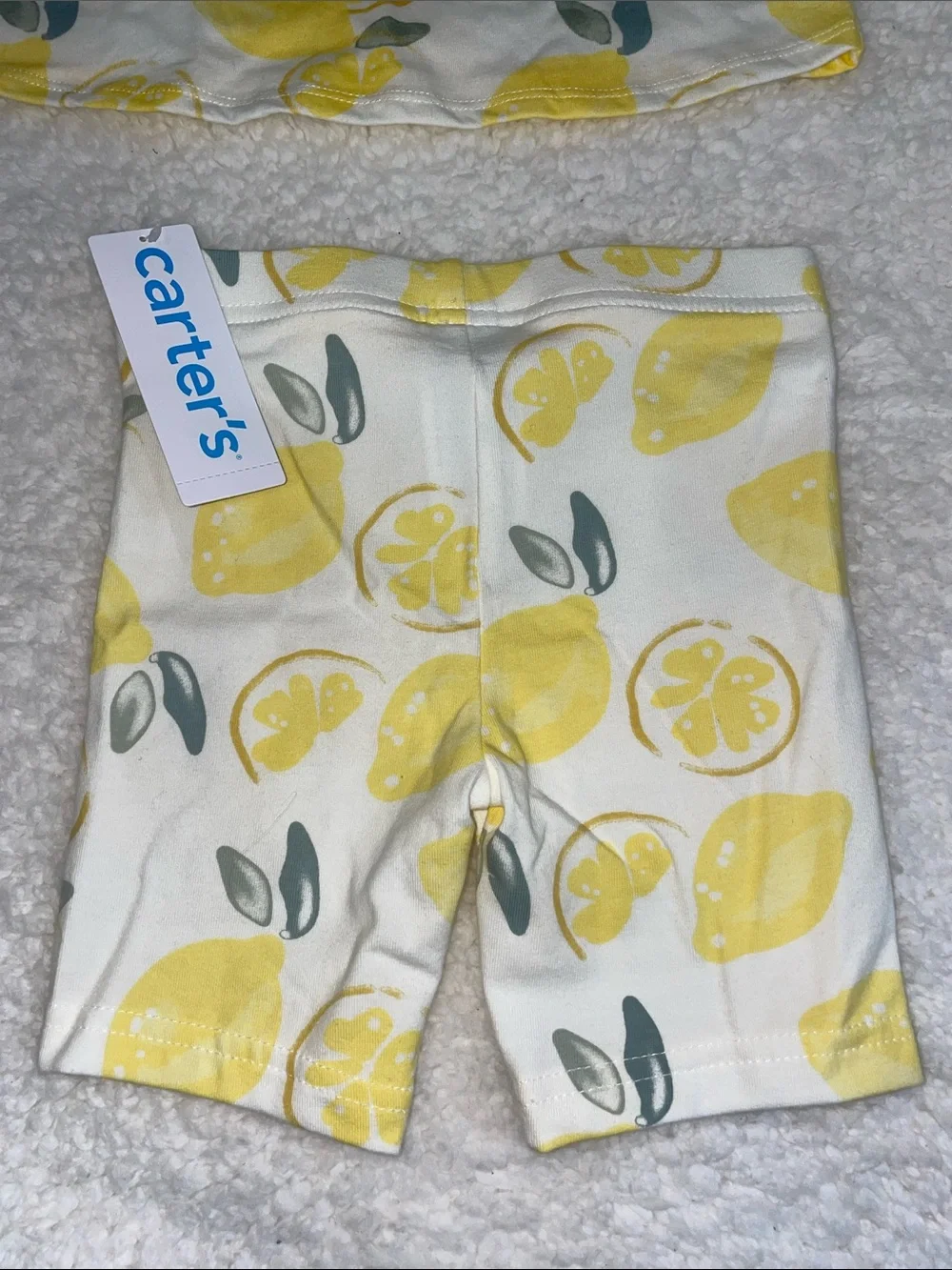 Carter's Lemon Print Tank & Bike Shorts Set - Yellow & Cream